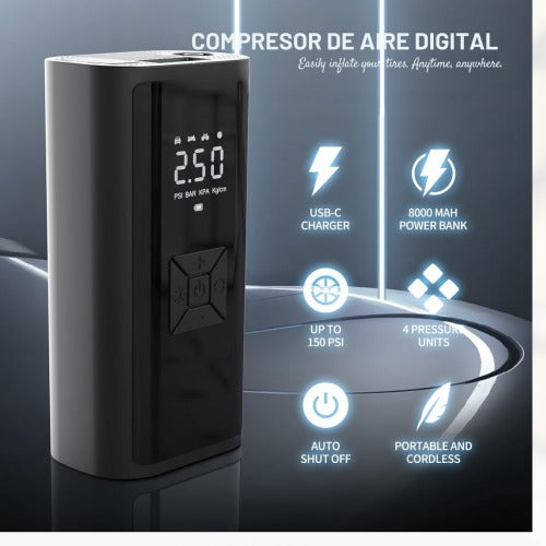 COMPRESOR DE AIRE CON WIRELESS DIGITAL EG-216 (30/20 UND X CAJA )