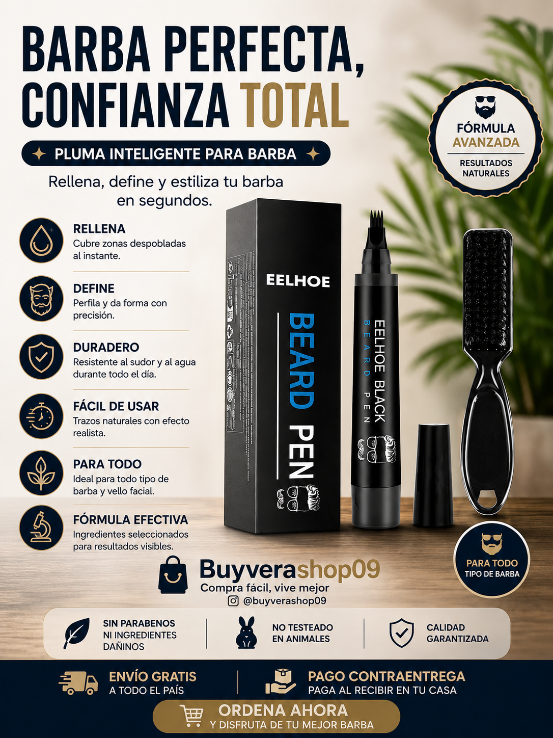 PEN BEARD KIT EELHOE — Bolígrafo Rellenador de Barba para Hombre
